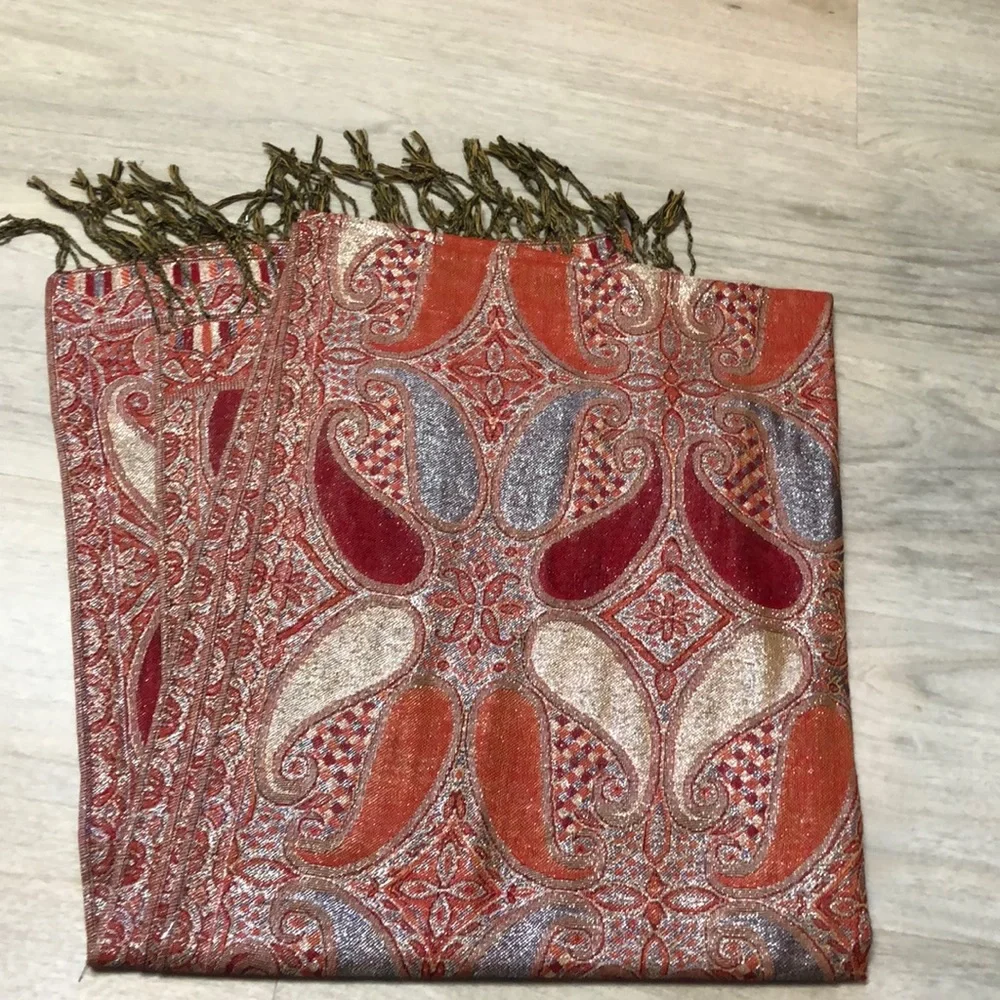 Metallic Pashminia with fringe